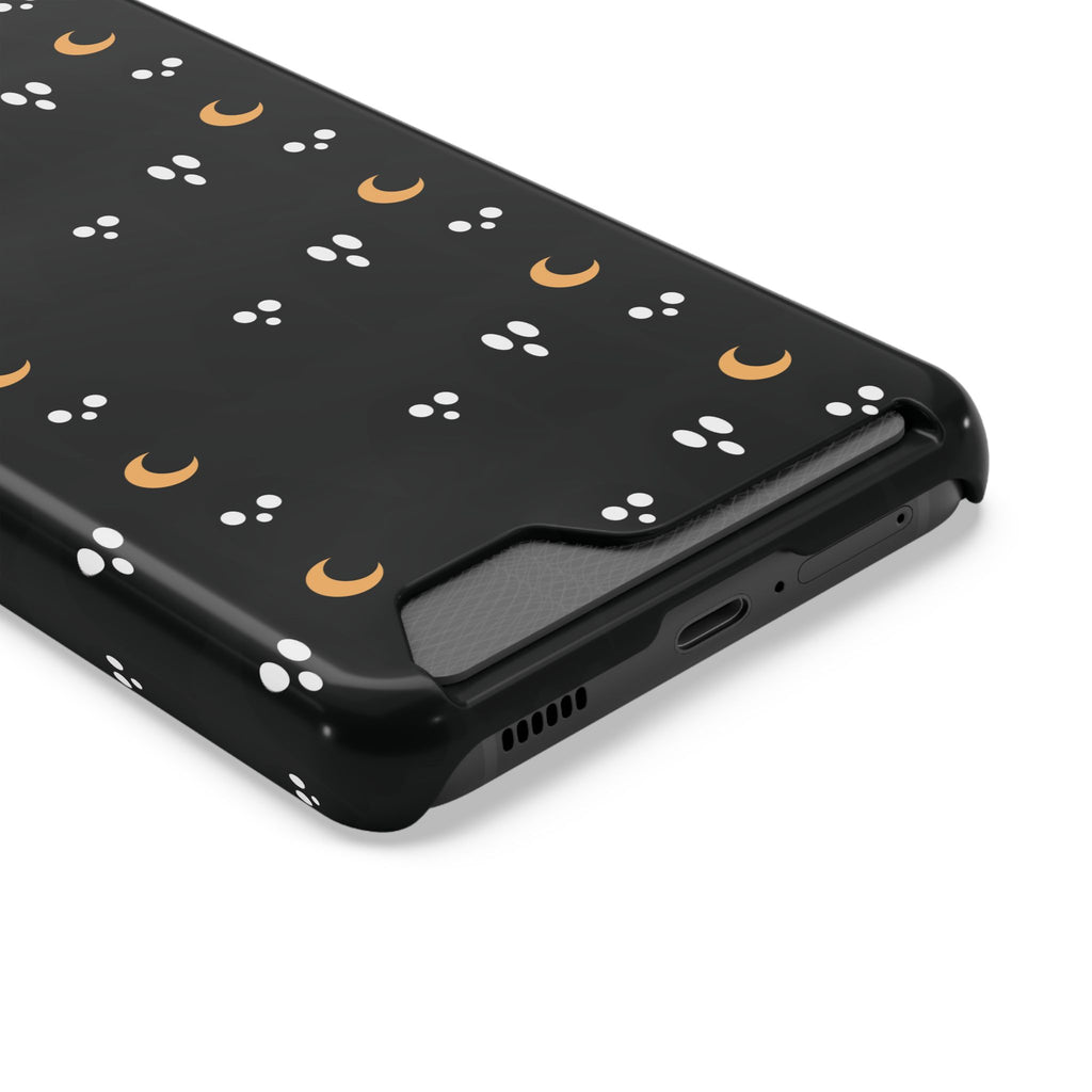 Moon & Paw Print Card Holder Phone Case — Slim Protective Wallet Case - {{variant_title}} | litemerch