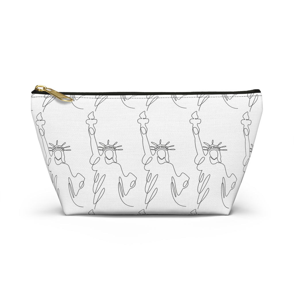 T-Bottom Cosmetic Bag, Statue of Liberty Doodle Pouch - {{variant_title}} | litemerch