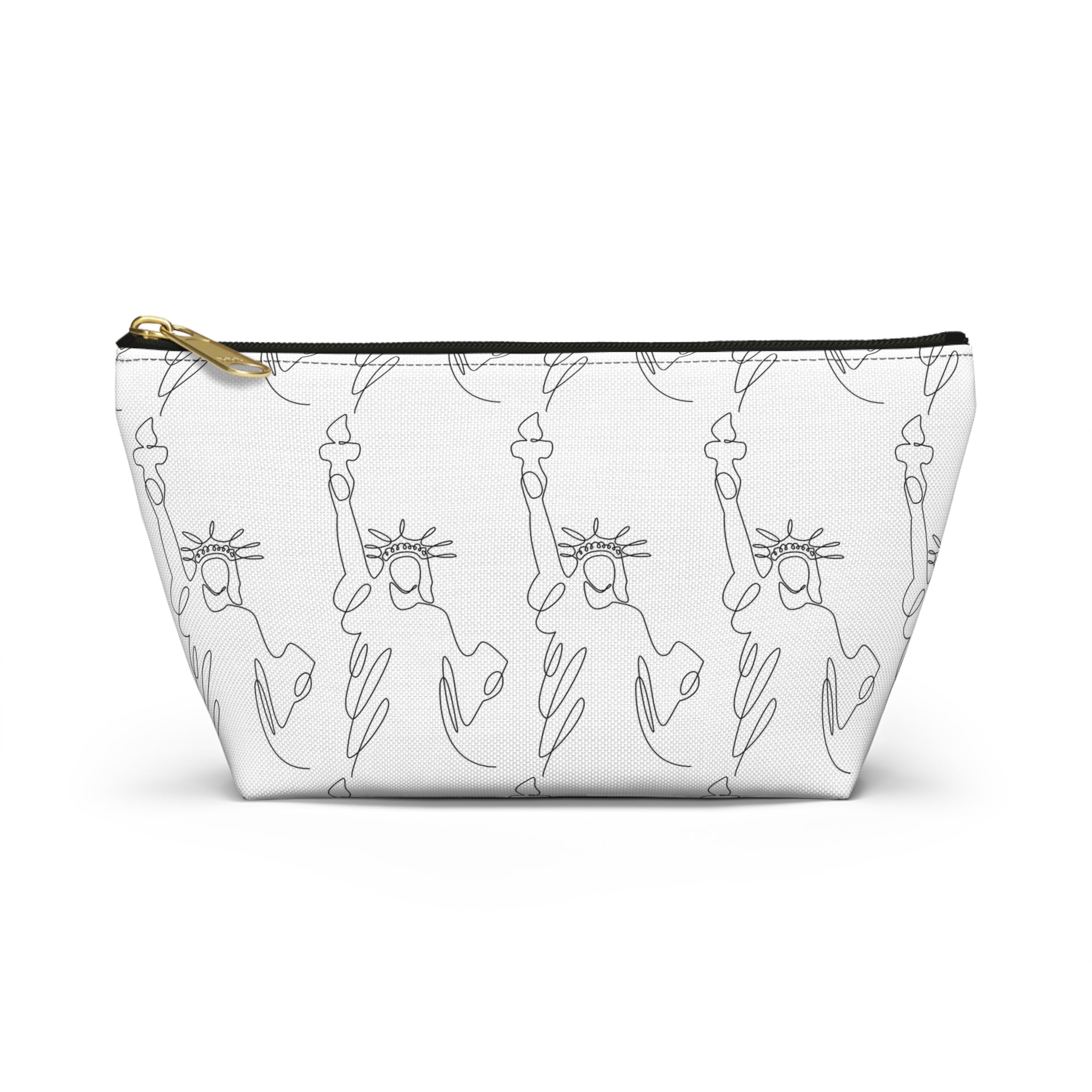 T-Bottom Cosmetic Bag, Statue of Liberty Doodle Pouch - {{variant_title}} | litemerch