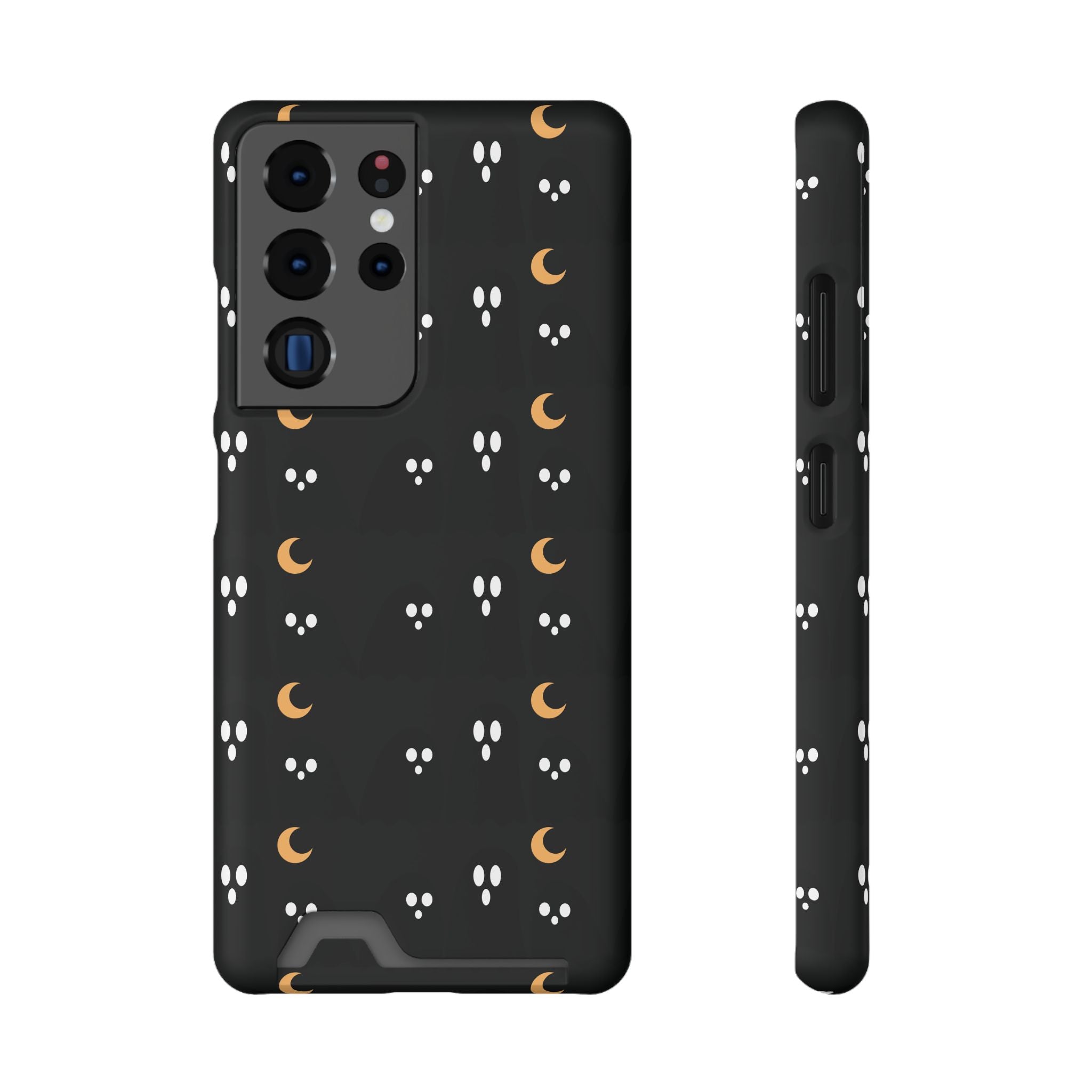 Moon & Paw Print Card Holder Phone Case — Slim Protective Wallet Case - {{variant_title}} | litemerch